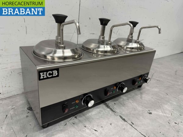 RVS Verwarmde sauspomp Sauswarmer 3 x 2 liter Kaas Karamel Boter Chili Fondant 230V Horeca - Afbeelding 2