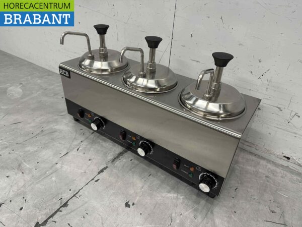 RVS Verwarmde sauspomp Sauswarmer 3 x 2 liter Kaas Karamel Boter Chili Fondant 230V Horeca - Afbeelding 3