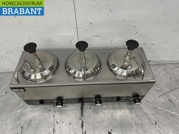 RVS Verwarmde sauspomp Sauswarmer 3 x 2 liter Kaas Karamel Boter Chili Fondant 230V Horeca - Afbeelding 4