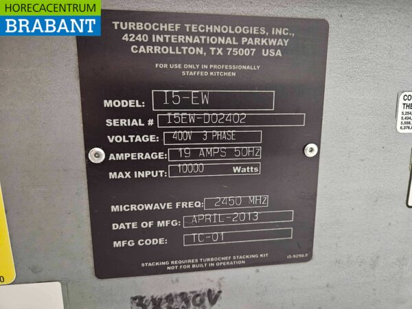 RVS Turbochef I5 Magnetronoven High speed oven 400V Horeca - Afbeelding 5