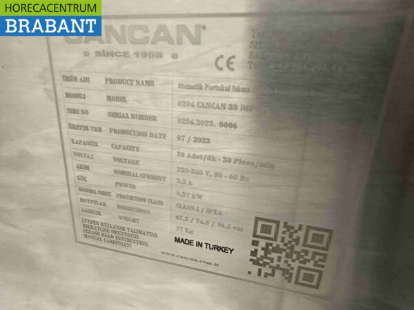 Cancan Automatische sinaasappelpers citruspers met tank 230V Horeca - Afbeelding 14
