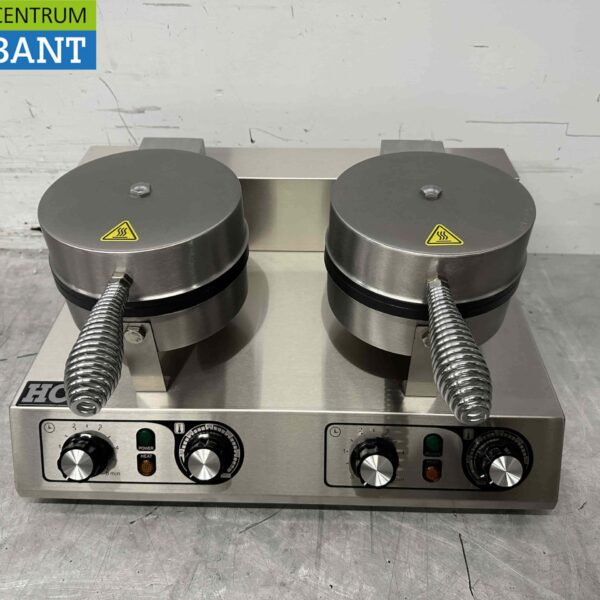 RVS Dubbele Wafelijzer hartjes met timer 230V Horeca