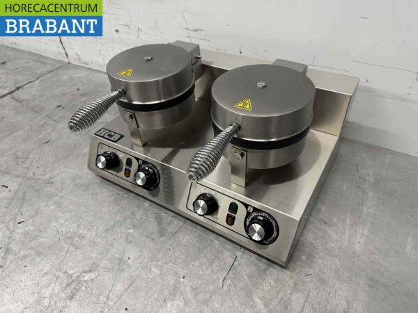 RVS Dubbele Wafelijzer hartjes met timer 230V Horeca - Afbeelding 2