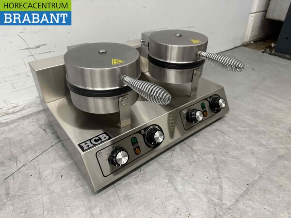 RVS Dubbele Wafelijzer hartjes met timer 230V Horeca - Afbeelding 3
