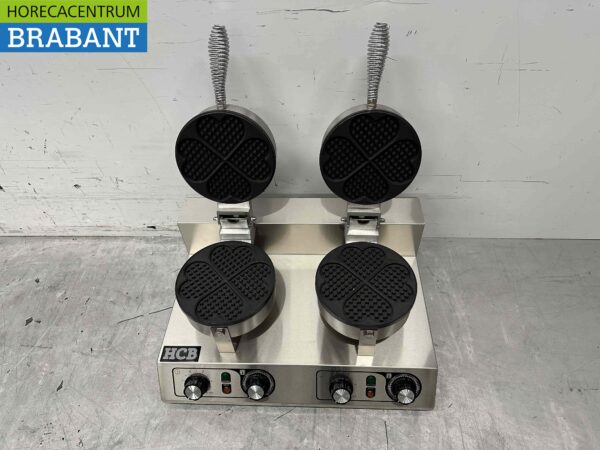 RVS Dubbele Wafelijzer hartjes met timer 230V Horeca - Afbeelding 6