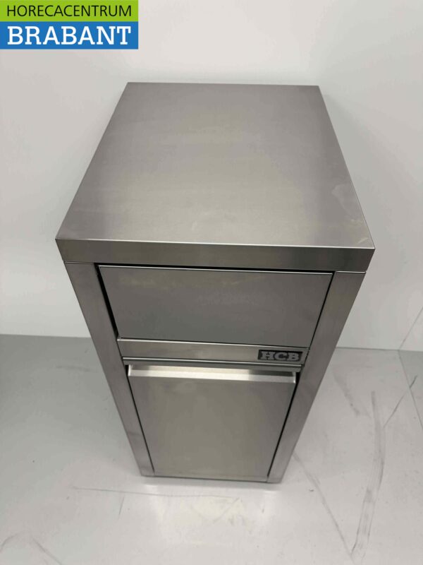 RVS Verrijdbare prullenbak afvalbak vuilnisbak Premium-line Duwdeksel Kanteldeur 50 liter Horeca - Afbeelding 4
