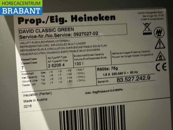 David Koelkast koeling 130 liter 230V Horeca - Afbeelding 5
