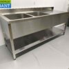 RVS Spoeltafel dubbele spoelbakken Premium-line Gelast model  200 cm Horeca - Afbeelding 3