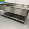 RVS Spoeltafel dubbele spoelbakken Premium-line Gelast model  200 cm Horeca - Afbeelding 4