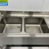 RVS Spoeltafel dubbele spoelbakken Premium-line Gelast model  200 cm Horeca - Afbeelding 5