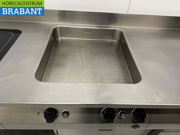 RVS MKN Baklijn Dubbel elektrisch fornuis Inductie en braadslede en koelwerkbank 300 cm 230/400V Horeca - Afbeelding 5