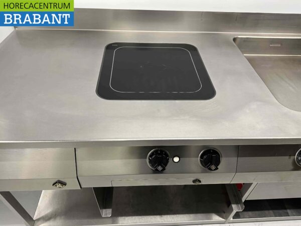 RVS MKN Baklijn Dubbel elektrisch fornuis Inductie en braadslede en koelwerkbank 300 cm 230/400V Horeca - Afbeelding 6