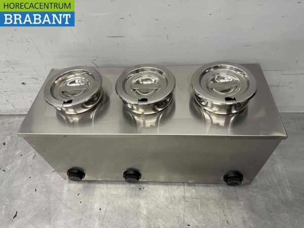 RVS Hotpot Hot Pot bain marie 3 x 2 liter 230V Horeca - Afbeelding 2