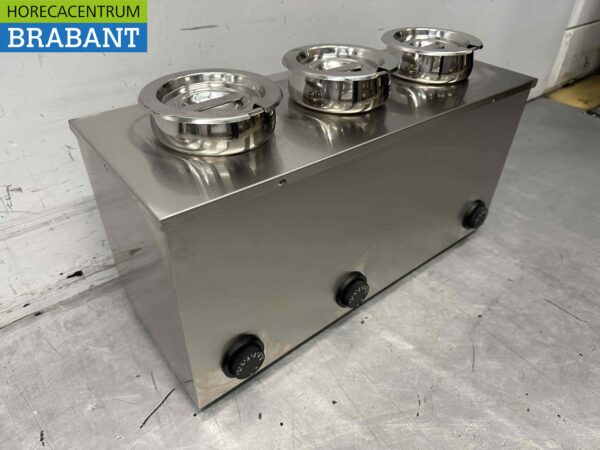 RVS Hotpot Hot Pot bain marie 3 x 2 liter 230V Horeca - Afbeelding 4