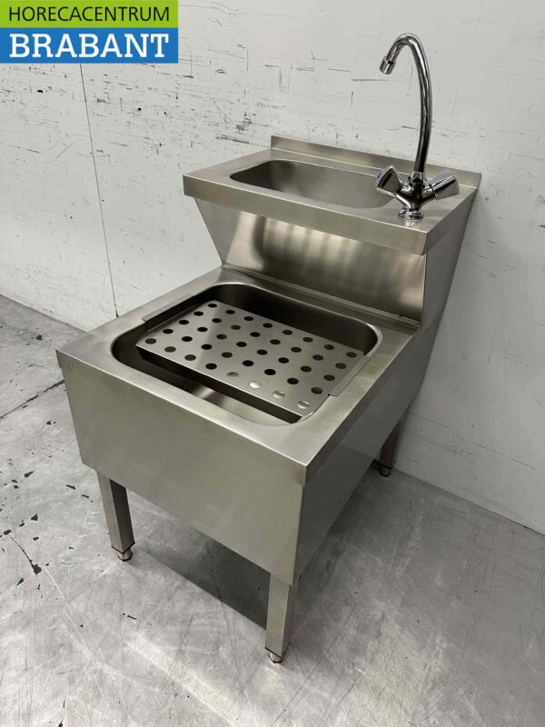 RVS HCB Dubbele Wasbak Spoelbak Uitgietbak combi Kraan 50,5 cm Horeca - Afbeelding 3