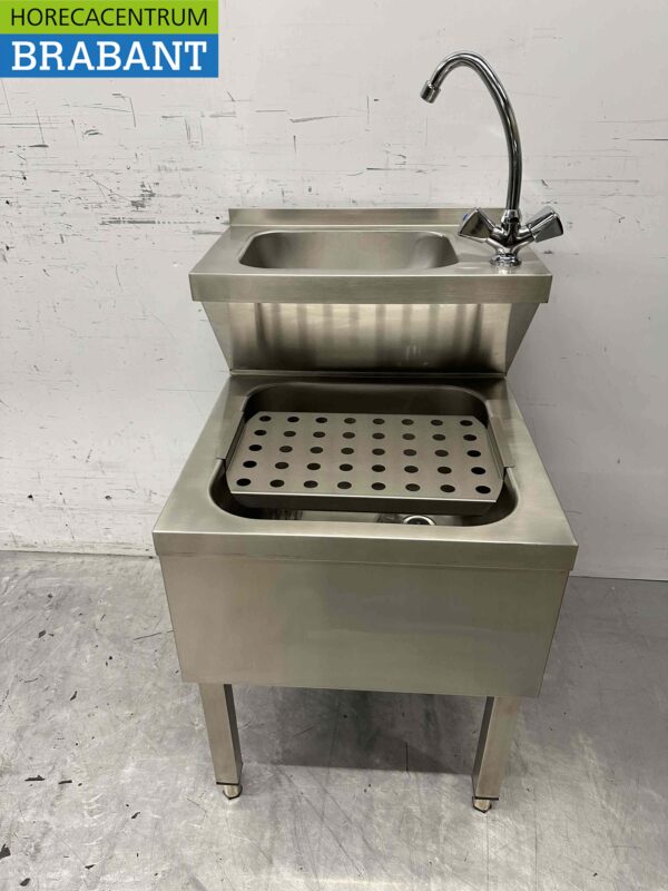 HCB RVS Dubbele Wasbak Spoelbak Uitgietbak combi Kraan 50,5 cm Horeca