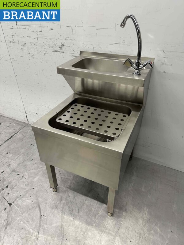HCB RVS Dubbele Wasbak Spoelbak Uitgietbak combi Kraan 50,5 cm Horeca - Afbeelding 2