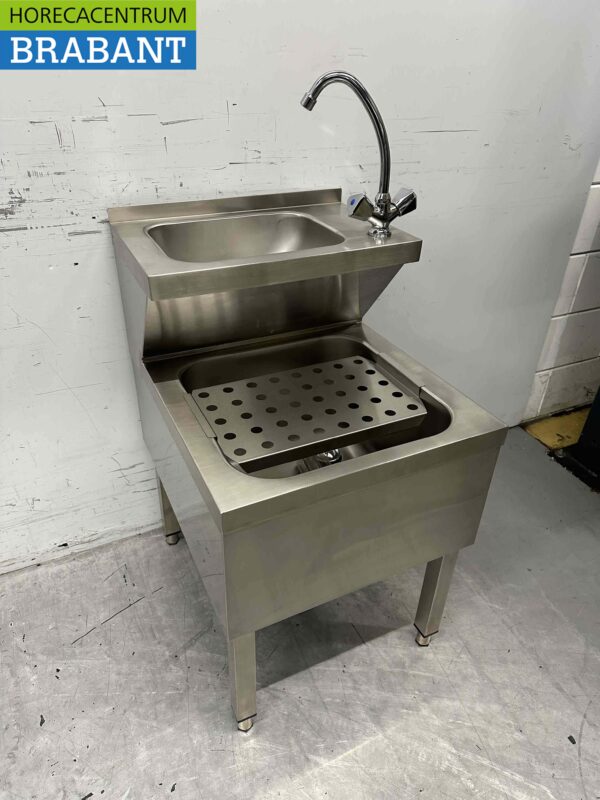 HCB RVS Dubbele Wasbak Spoelbak Uitgietbak combi Kraan 50,5 cm Horeca - Afbeelding 3