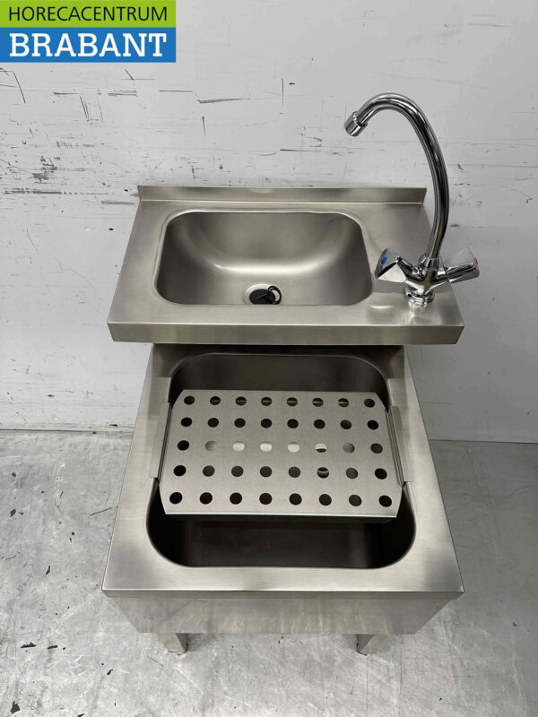 HCB RVS Dubbele Wasbak Spoelbak Uitgietbak combi Kraan 50,5 cm Horeca - Afbeelding 4