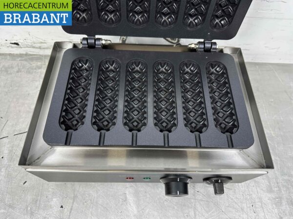 RVS Wafelijzer Corndog ijzer 6 wafels sticks 230V Horeca - Afbeelding 5
