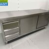 RVS Werkkast Premium-line Kast Werktafel 2 schuifdeuren en 3 laden 200 cm Horeca - Afbeelding 2