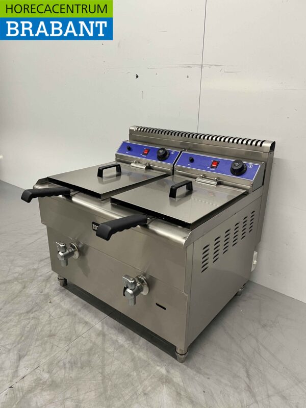 RVS Dubbele Friteuse Frituur 2 x 14 liter PROPAAN GAS Horeca - Afbeelding 2