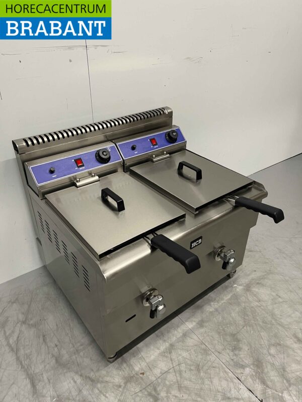 RVS Dubbele Friteuse Frituur 2 x 14 liter PROPAAN GAS Horeca - Afbeelding 3
