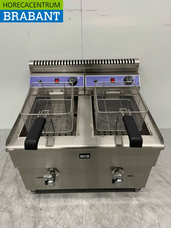 RVS Dubbele Friteuse Frituur 2 x 14 liter PROPAAN GAS Horeca - Afbeelding 4