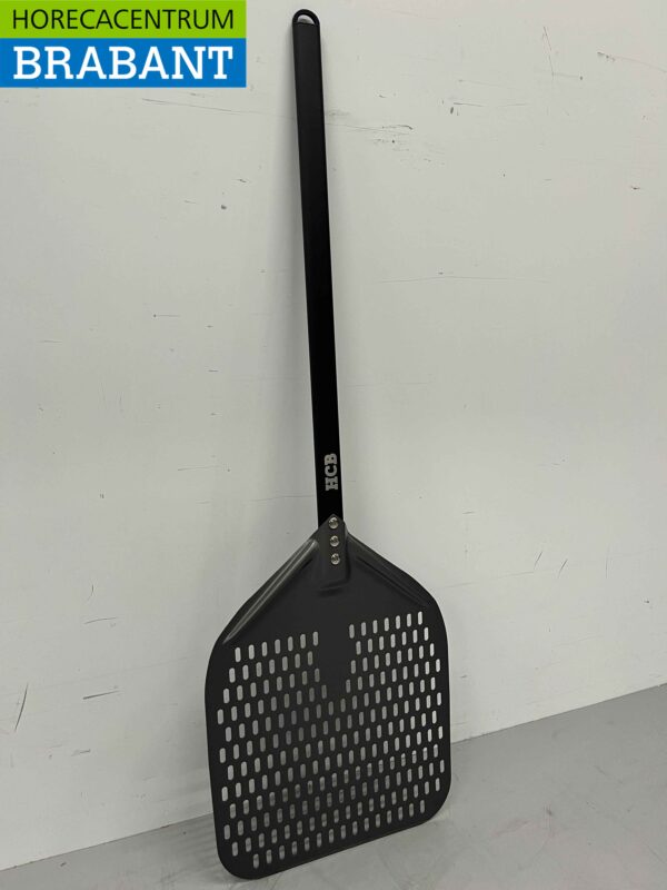 Pizzaschep hard geanodiseerd, geperforeerd blad 30 cm, lengte steel 60 cm Horeca - Afbeelding 2