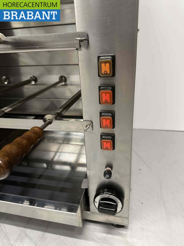 RVS Elangrill CM14 Churrasco grill 14 spiezen 90 cm GAS Horeca - Afbeelding 4