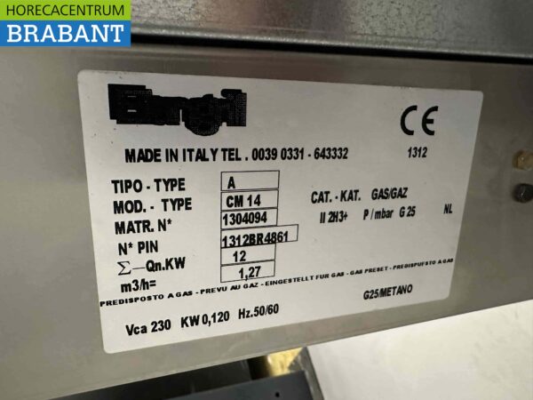 RVS Elangrill CM14 Churrasco grill 14 spiezen 90 cm GAS Horeca - Afbeelding 5