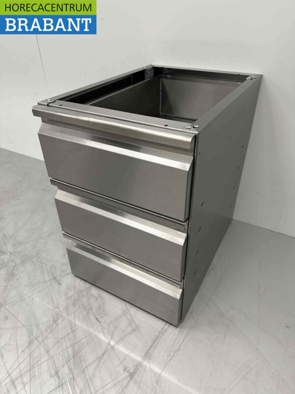 RVS Onderbouw Inbouw Ladenblok Ladenkast 3 laden Premium-line Horeca - Afbeelding 3