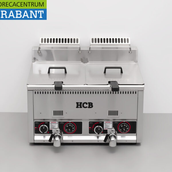 HCB RVS Dubbele Friteuse Frituur 2 x 21 liter Gas Horeca