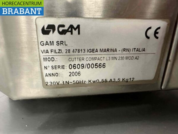 RVS GAM Compact Cutter Groentecutter 3 liter 230V Horeca - Afbeelding 6