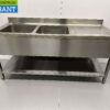 RVS Spoeltafel dubbele spoelbakken Premium-line Gelast model 180 cm Horeca