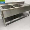 RVS Spoeltafel dubbele spoelbakken Premium-line Gelast model 180 cm Horeca - Afbeelding 2