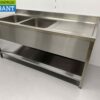 RVS Spoeltafel dubbele spoelbakken Premium-line Gelast model 180 cm Horeca - Afbeelding 3