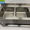 RVS Spoeltafel dubbele spoelbakken Premium-line Gelast model 180 cm Horeca - Afbeelding 4