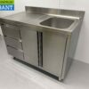 RVS Spoeltafel Spoelbak klapdeuren en laden 120 cm Horeca - Afbeelding 4