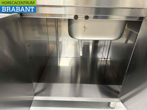 RVS Spoeltafel Spoelbak klapdeuren en laden 120 cm Horeca - Afbeelding 6