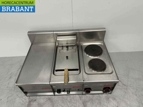 RVS Lotus baklijn 2 pits fornuis en friteuse 90 cm 230V Horeca - Afbeelding 2