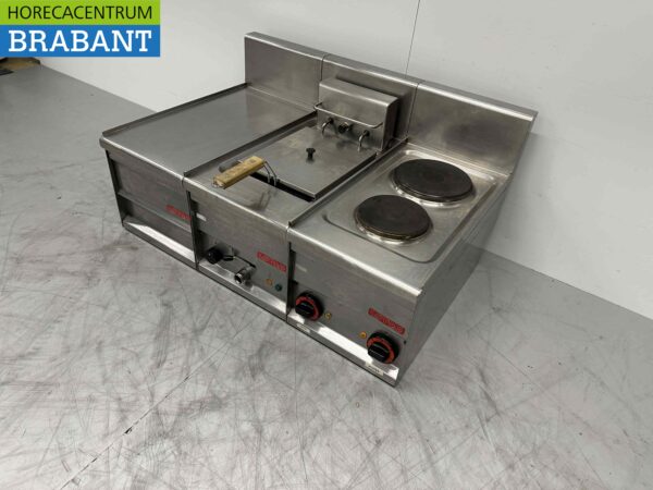 RVS Lotus baklijn 2 pits fornuis en friteuse 90 cm 230V Horeca - Afbeelding 3