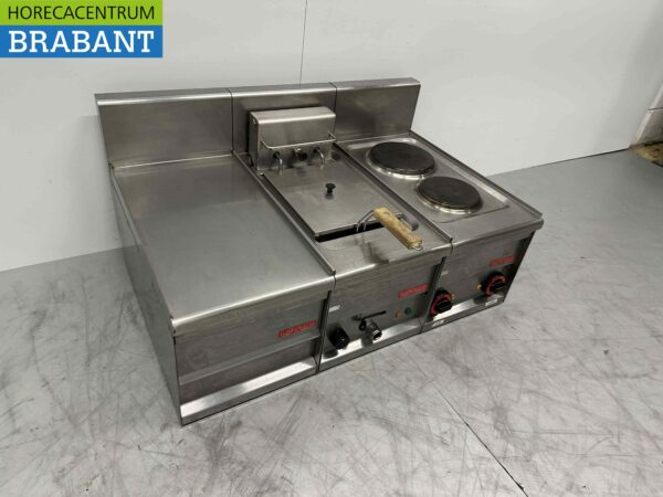 RVS Lotus baklijn 2 pits fornuis en friteuse 90 cm 230V Horeca - Afbeelding 4