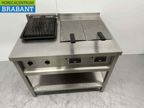 RVS Rubbens Dubbele Friteuse Frituur 2 x 10 liter met vapogrill watergrill 400V 102 cm Horeca - Afbeelding 2