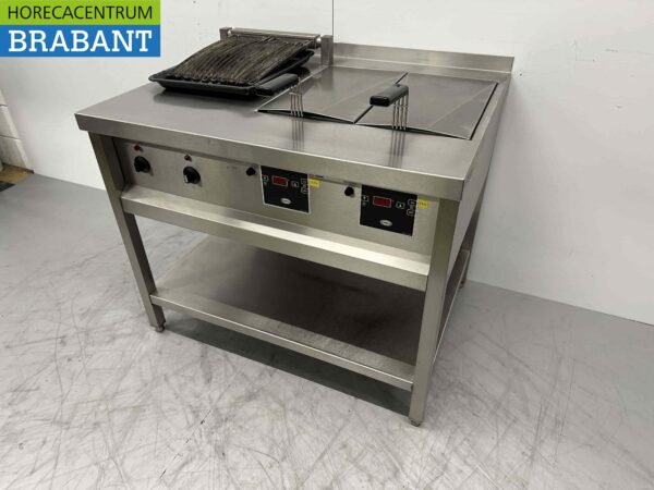 RVS Rubbens Dubbele Friteuse Frituur 2 x 10 liter met vapogrill watergrill 400V 102 cm Horeca - Afbeelding 3