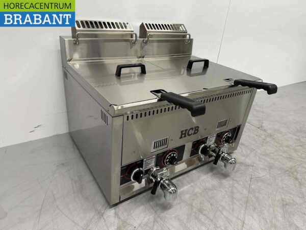 RVS Dubbele Friteuse Frituur 2 x 21 liter Gas Horeca - Afbeelding 3