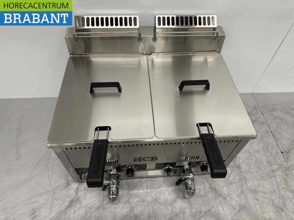 RVS Dubbele Friteuse Frituur 2 x 21 liter Gas Horeca - Afbeelding 4