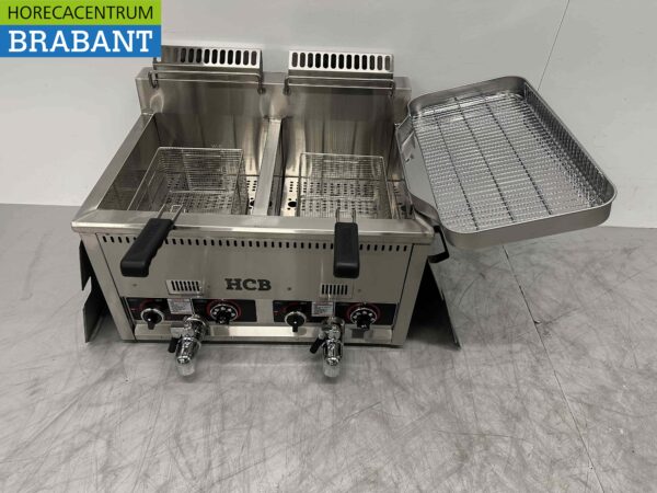 RVS Dubbele Friteuse Frituur 2 x 21 liter Gas Horeca - Afbeelding 8