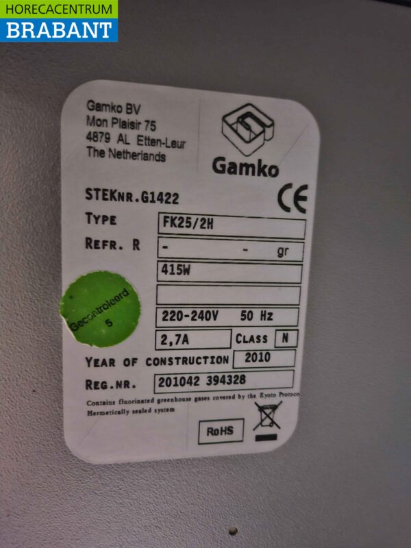 Gamko FK25/2H Fustenkoeler Fustenkoeling 121 cm 230V Horeca - Afbeelding 5