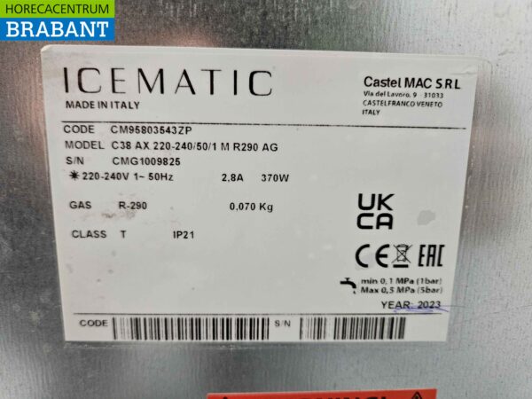 RVS Icematic C38 ijsblokjesmachine ijsklontjesmachine 34 kg p/d 230V Bouwjaar 2023 Horeca - Afbeelding 5